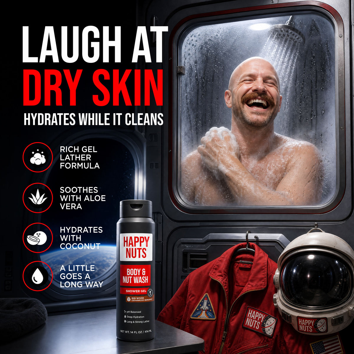 Big Wood Body and Nut Wash hydrating gel lather with aloe and coconut