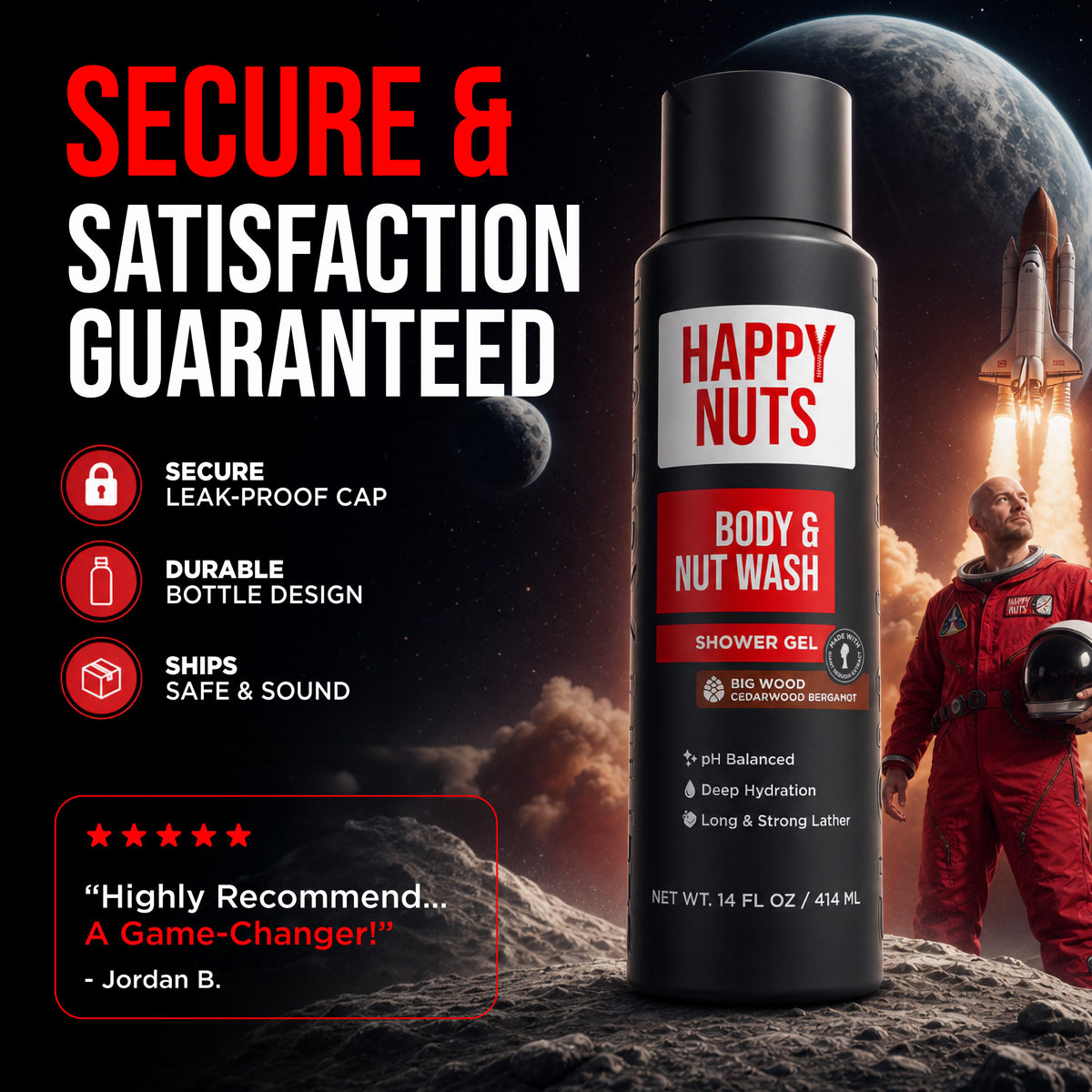 Big Wood Body and Nut Wash secure bottle and satisfaction guarantee